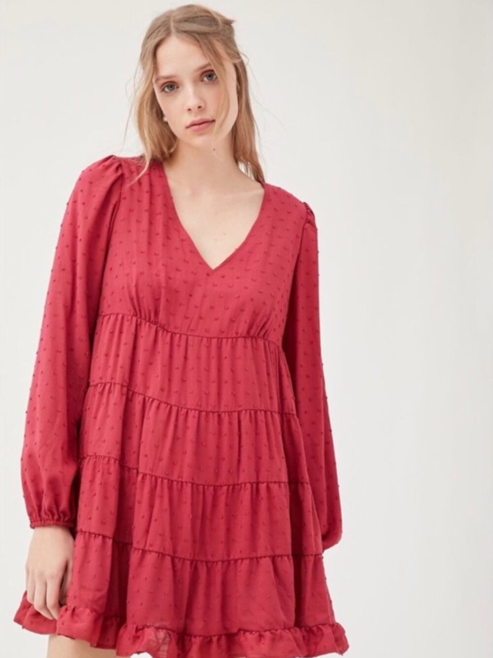 Urban Outfitters Swiss Dot Tiered Swing Dress
